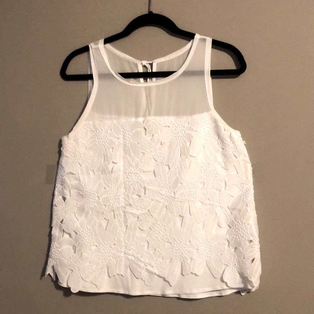 Ann Taylor White Floral Blouse